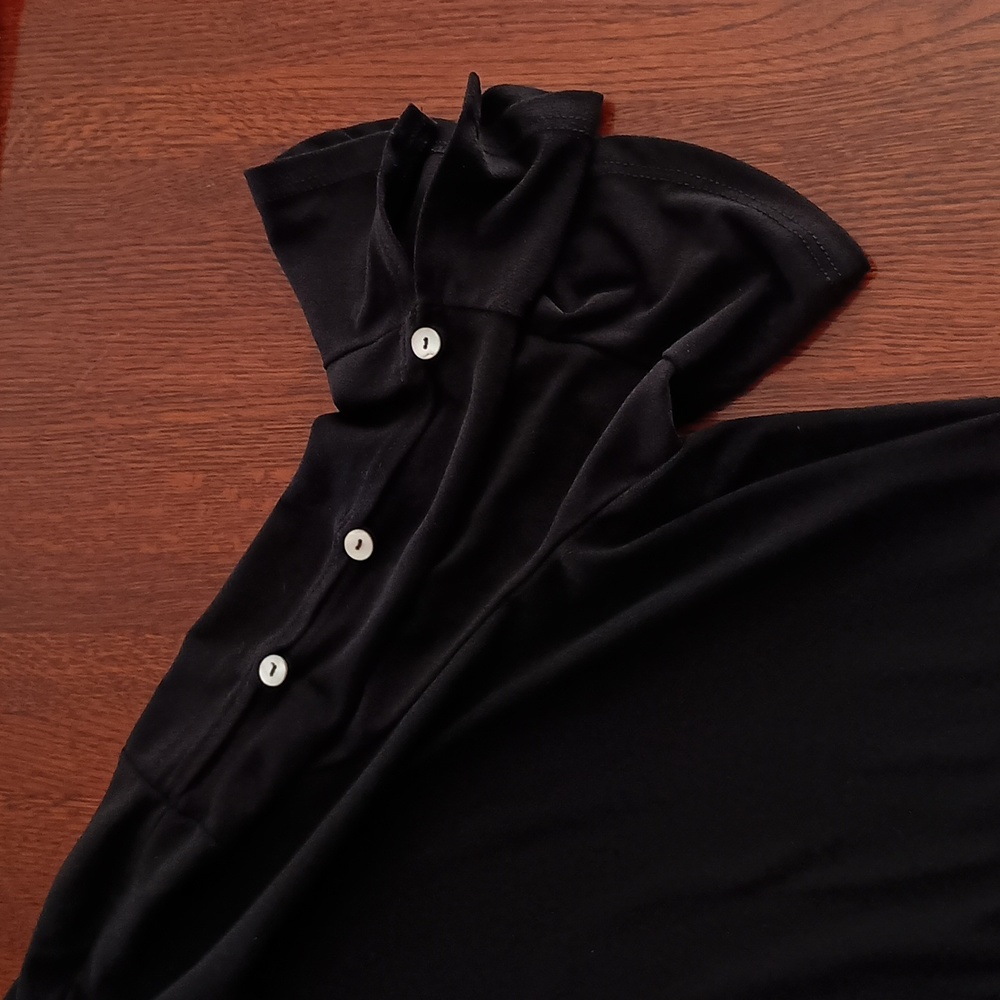 Green Envelope Size 3X Black Pull Over Bell Sleeve Button Trim Blouse (b260)